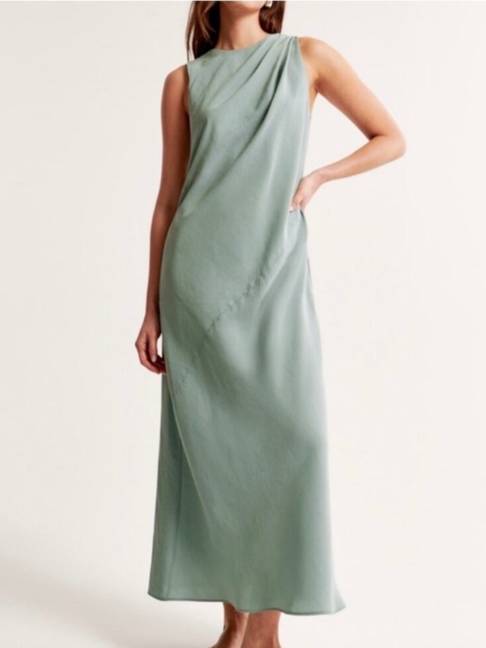 Abercrombie & Fitch High-Neck Linen-Blend Maxi Dress